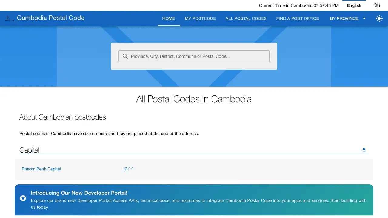 Cambodia Postal Code