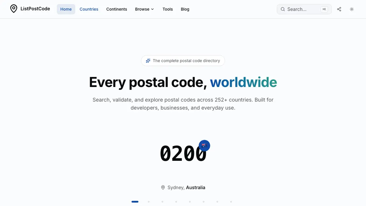 List Post Code